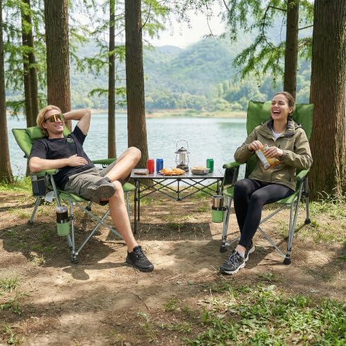 Adjustable Back Folding Camping Chair for Camp, Picnic, Lawn, Fishing | Adjustable Back; Weight Capacity 400 LBS;Hard Arm Portable Chair;Cup Holder;Storage Bag;carrying bag