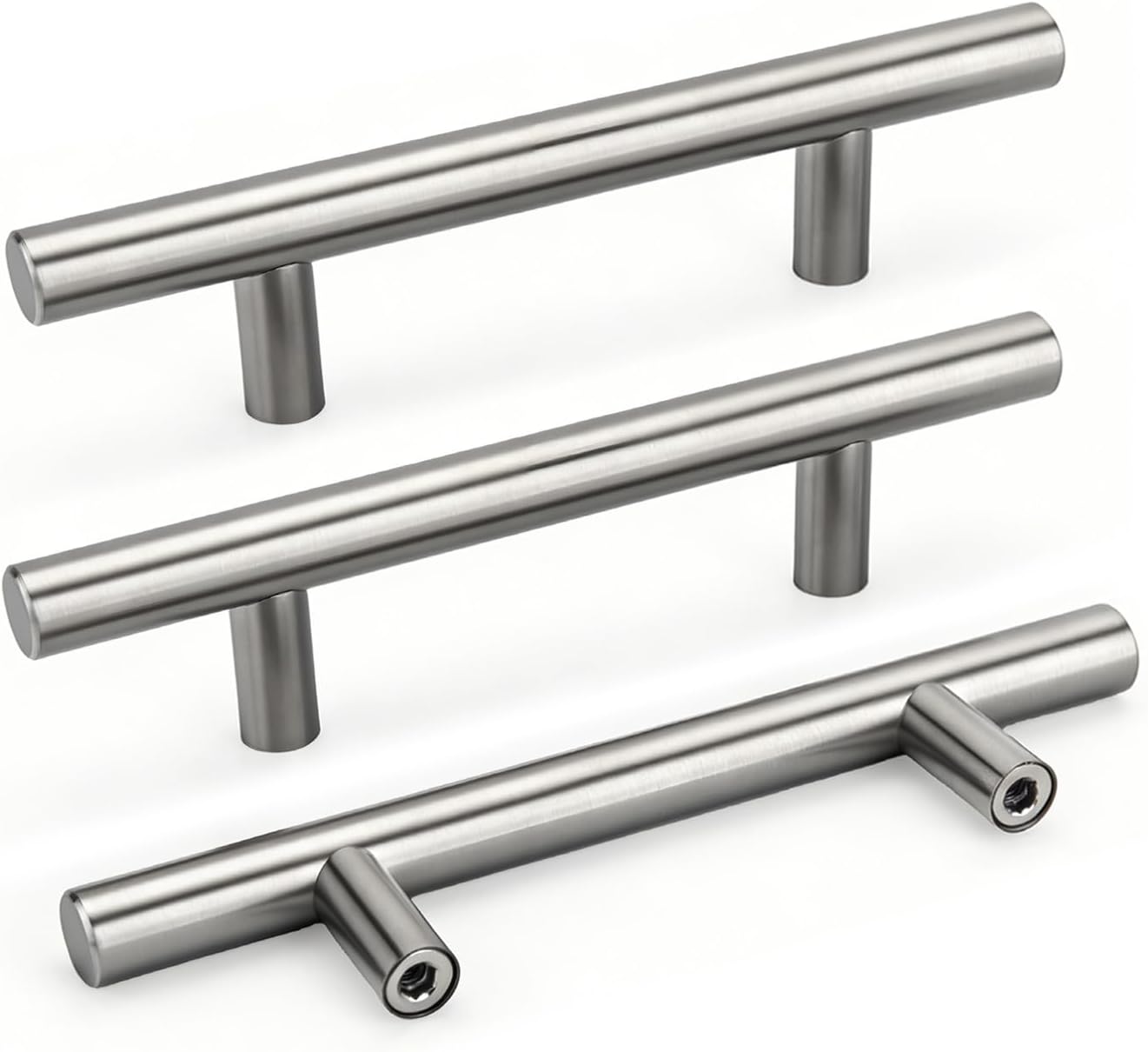 Goldenwarm 5 Pack 3 inch Gold Cabinet Handles Brushed Gold Cabinet Pulls | Gold Dresser Drawer Handles Stainless Steel Drawer Pulls for Kitchen Bathroom Bedroom, Easy to Install