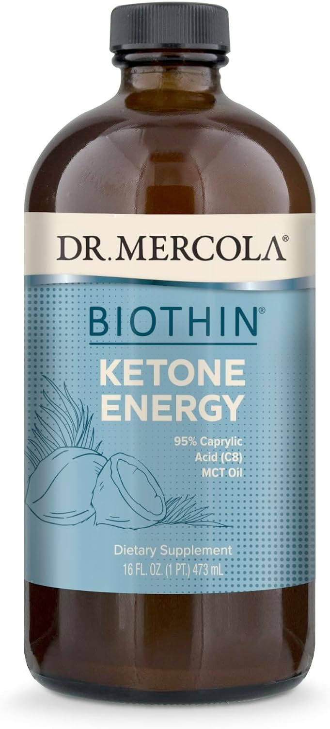 Dr. Mercola Biothin Ketone Energy MCT Oil - Supports Energy & Ketone Production - C8 & C10 Medium-Chain Triglycerides - Non-GMO