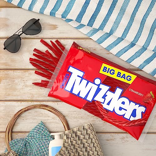 TWIZZLERS Twists Strawberry Flavored Licorice Style, Chewy Candy Bag, 16 oz | Strawberry Flavored Chewy Licorice Style Twists, Low Fat and Kosher, Classic Movie Snack for Parties and Candy Dishes, 16 oz