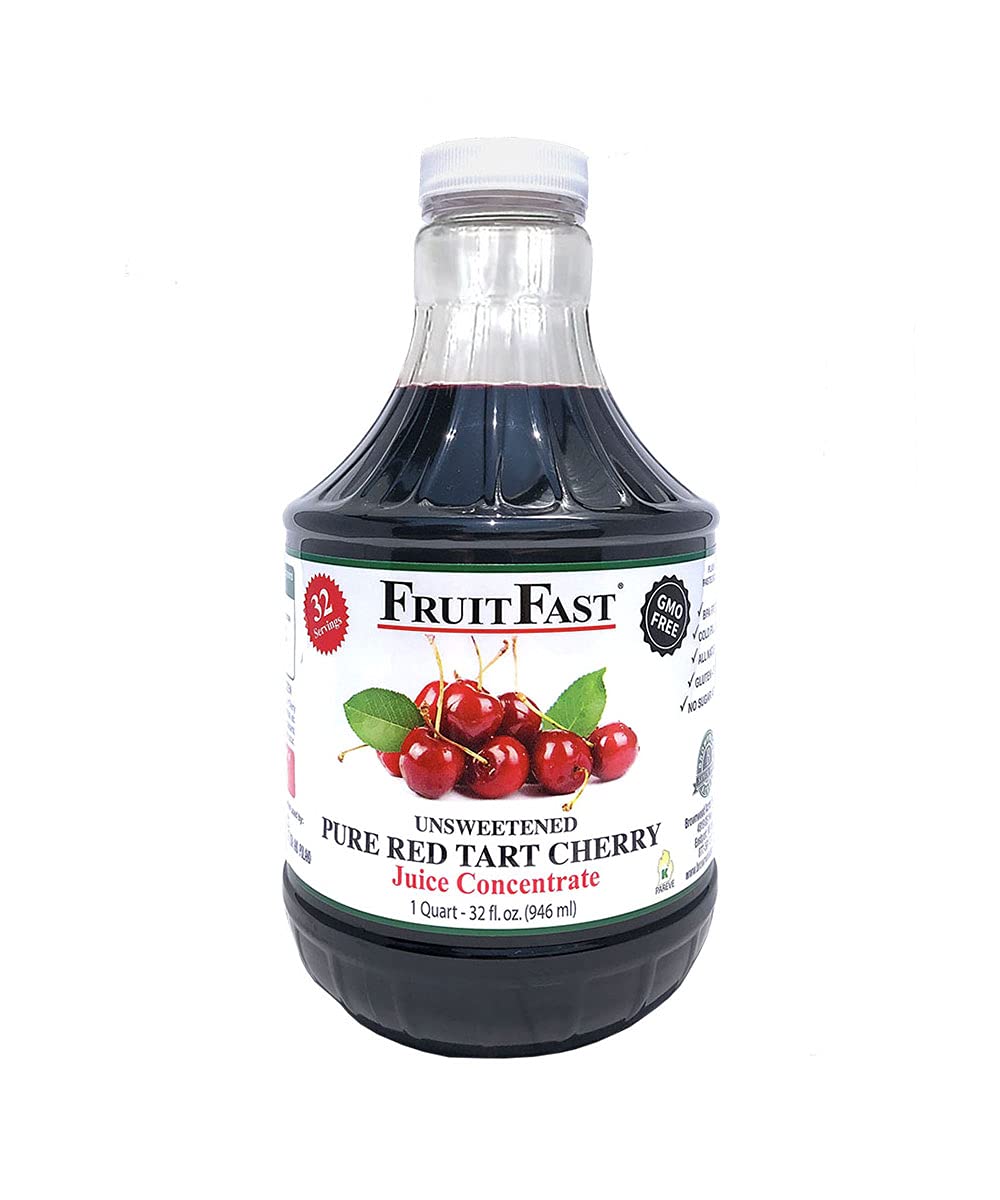 Red Tart Cherry Juice Concentrate by FruitFast - (32 FL OZ) Unsweetened, 68 Brix Pure Concentrated Juice - 100% Dark Cherry Extract - No Additives or Fillers!