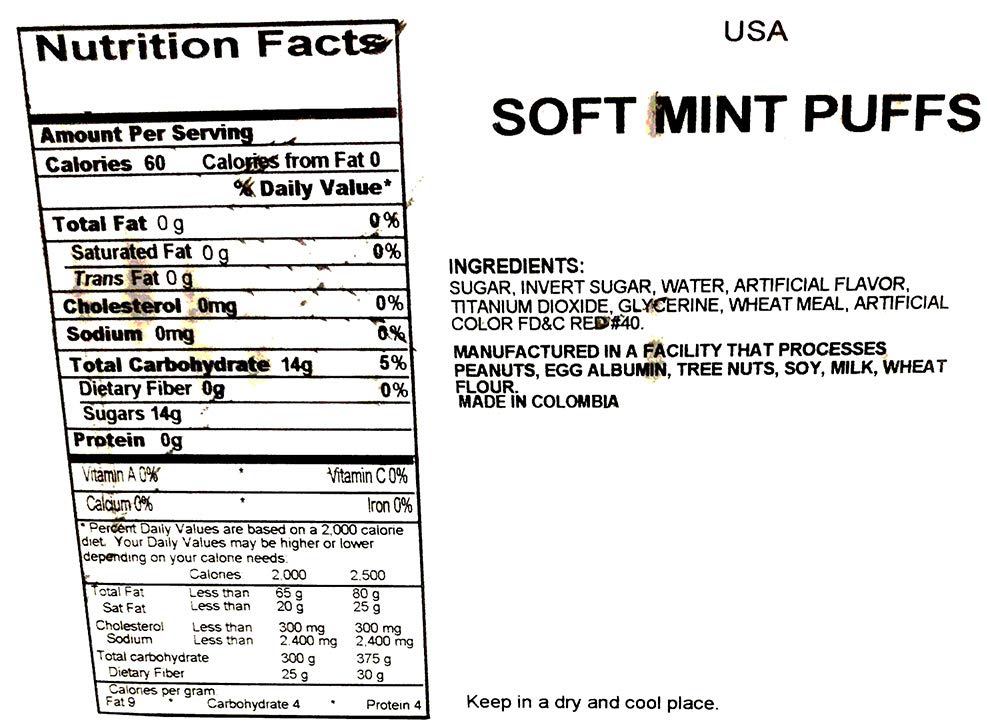 SweetGourmet Peppermint Soft Mint Puffs Clear Wrapped Bulk Candy | 1 Pound
