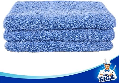 MR.SIGA Professional Microfiber Mop for Hardwood, Laminate Floor Cleaning | Stainless steel telescopic handle, 3 reusable microfiber flat mop refills and 1 dirt removal scrubber included
