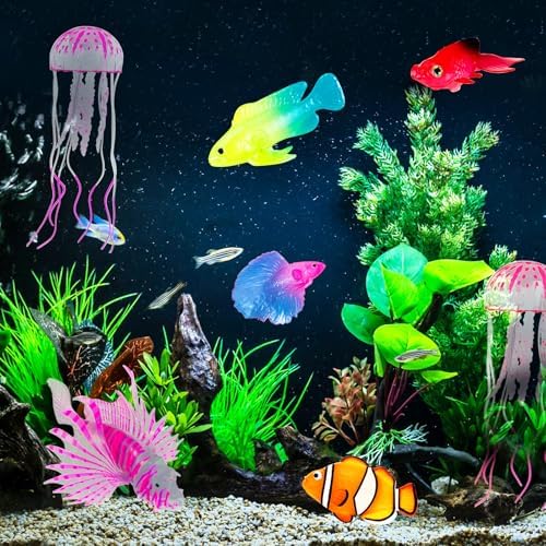 Weewooday 7 Pcs Artificial Fish Glowing Effect,Modern Color