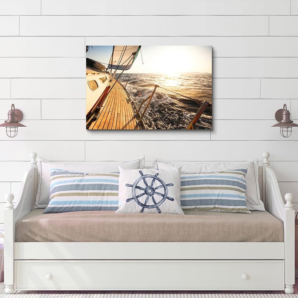 Hardy Gallery Ocean Wave Canvas Wall Art Coastal Decor 16x11 Inch