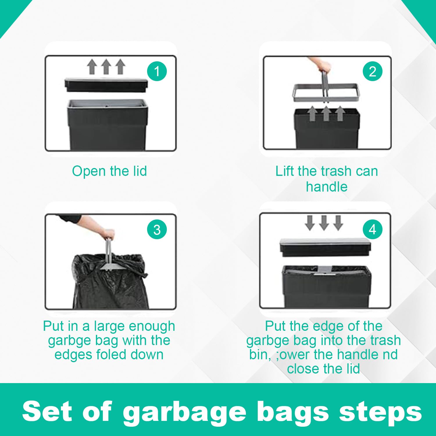 BestOffice 13 Gallon Trash Can Automatic Kitchen Trash Can Touch Free High-Capacity Garbage Can with Lid for Bedroom Bathroom Home Office 50 Liter