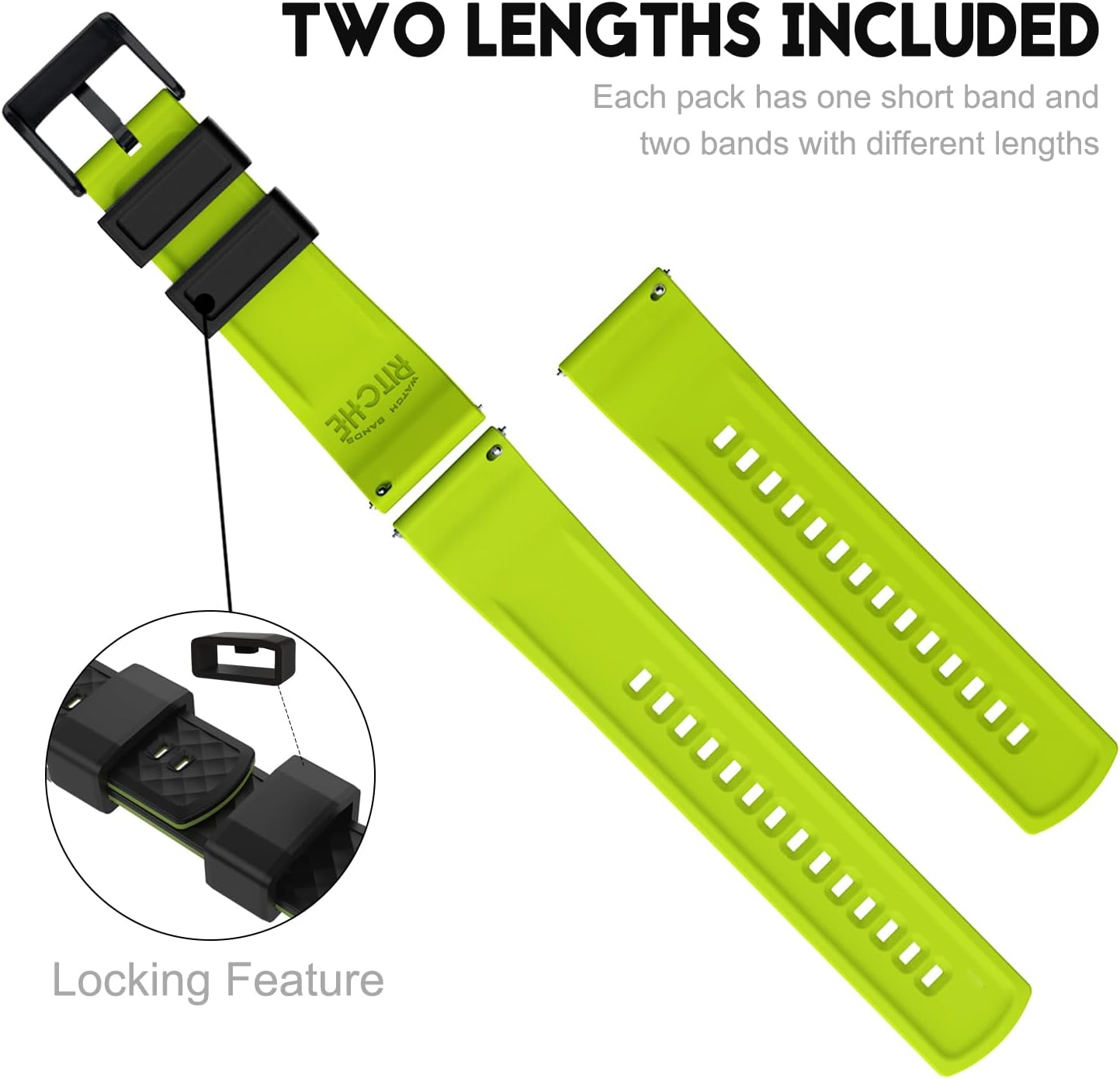 Ritche Christmas Gift Silicone Watch Bands 18mm 20mm 22mm 24mm Quick Release Rubber Watch Bands for Men, White Elephant Gifts