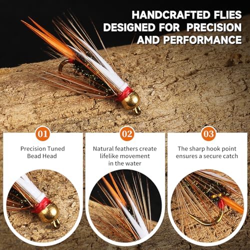 Maxcatch Nymph Fly Fishing Flies Kit for Trout, 24-Piece Assortment with Waterproof Pocket Box, Hand-Tied, Travel-Friendly