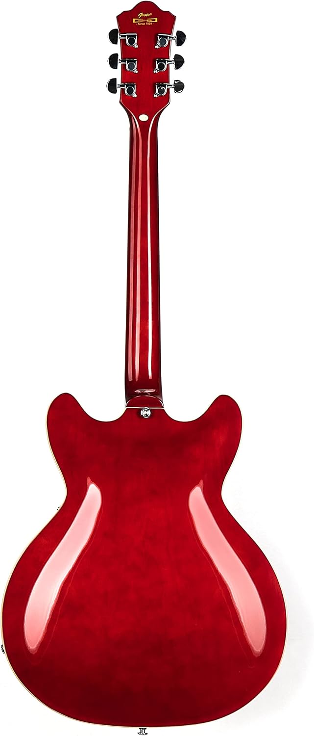 Grote Full Scale Electric Guitar Semi-Hollow Body Guitar Stainless Steel Frets (Vintage Sunburst)