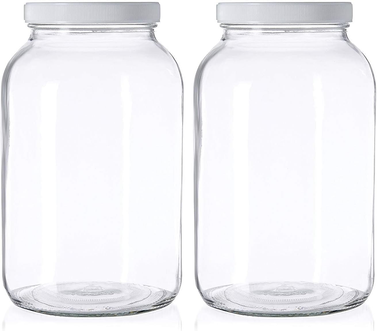 1 Gallon Glass Mason Jars – Extra Large Wide Mouth Jars with Airtight Lids – Perfect for Sourdough Starter, Fermenting, Pickling, and Storage – Made in the USA – Pack of 2