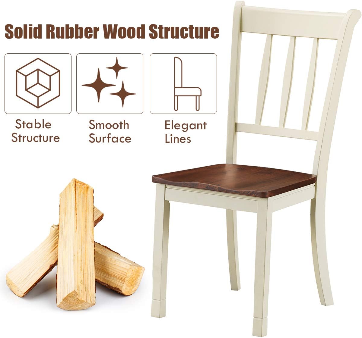 GIANTEX Wood Dining Chairs Set of 2, Armless Kitchen Chairs