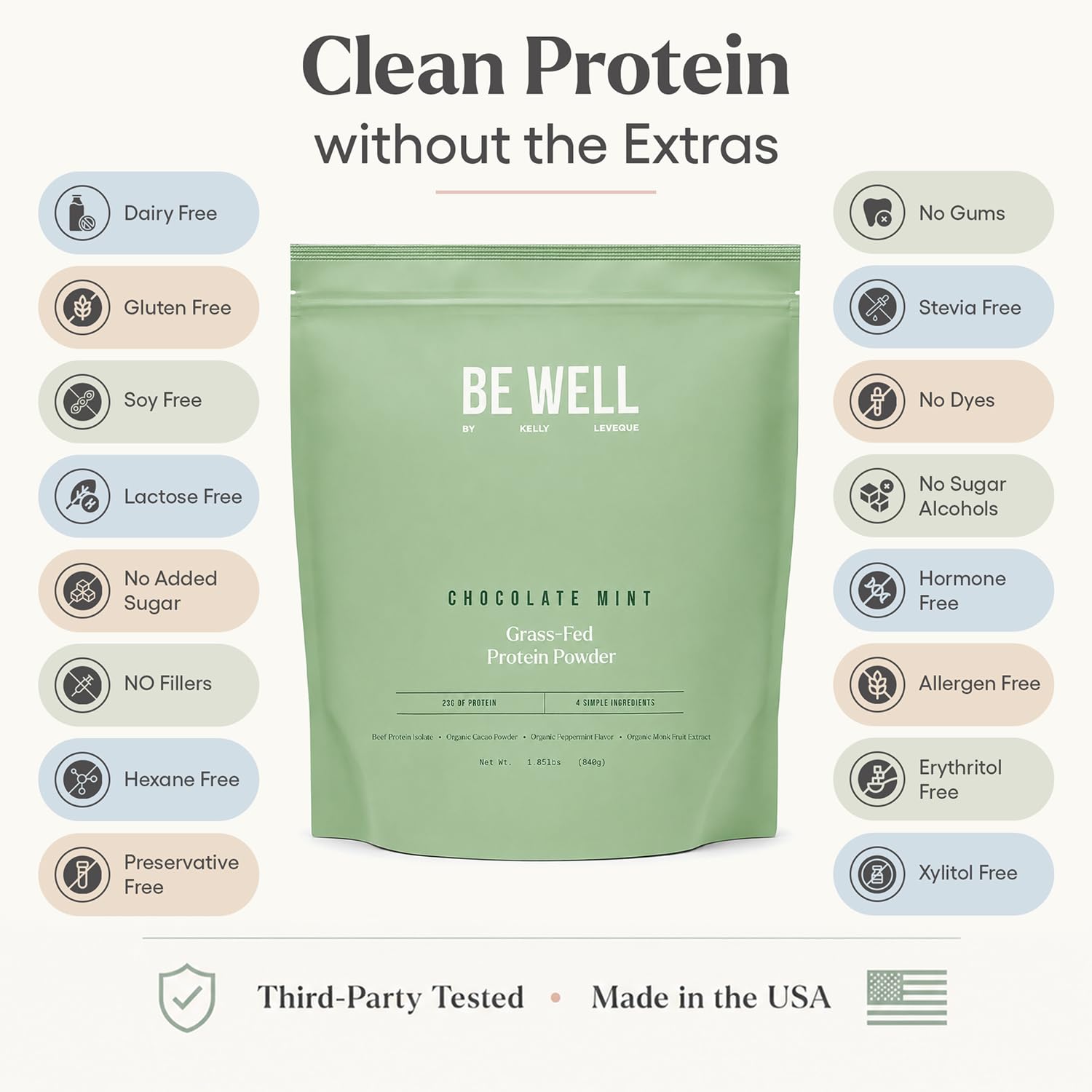 Be Well by Kelly Grass Finished Beef Protein Powder Vanilla Flavor