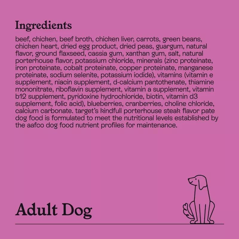 Kindful Porterhouse Beef Steak Flavor Wet Dog Food, Paté Loaf, 3.5 oz