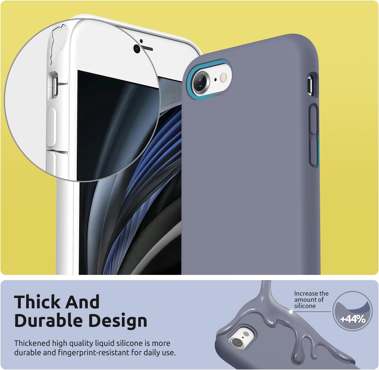SURPHY Designed for iPhone SE Case, iPhone 8 Case, iPhone 7 Case, Liquid Silicone Phone Case for iPhone se 3rd 2nd SE 2022 SE 2020, Blue