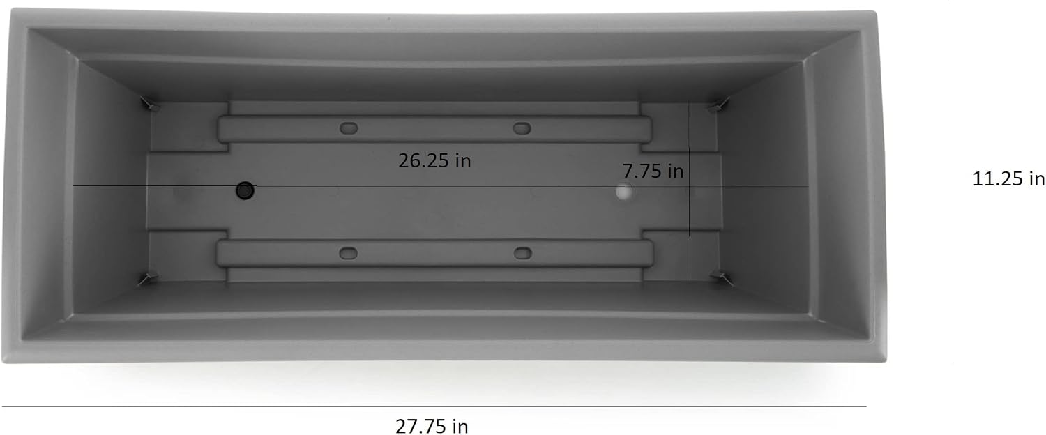 The HC Companies Romana Planter Box, 28 Inch, Clay, 1-Pack | Plastic, Drainage Plug, Lightweight, UV-Resistant, for Garden, Patio, Balcony & Fence