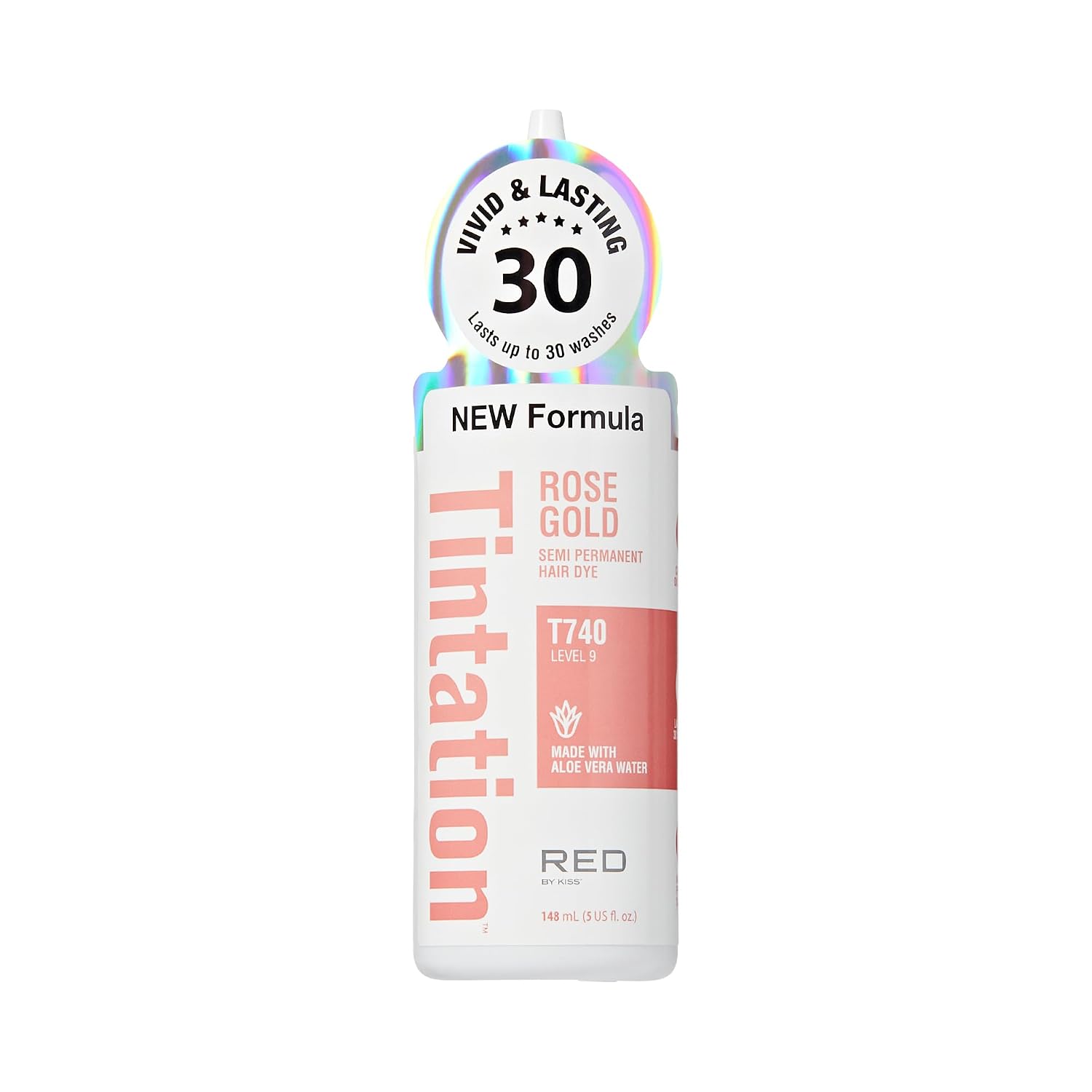 Red by Kiss Tintation Semi-Permanent Hair Color, Aloe Vera Water Based, Argan Oil, Olive Oil, Collagen & Keratin, Long-Lasting Color Dye (Honey Brown, 5 Fl Oz)