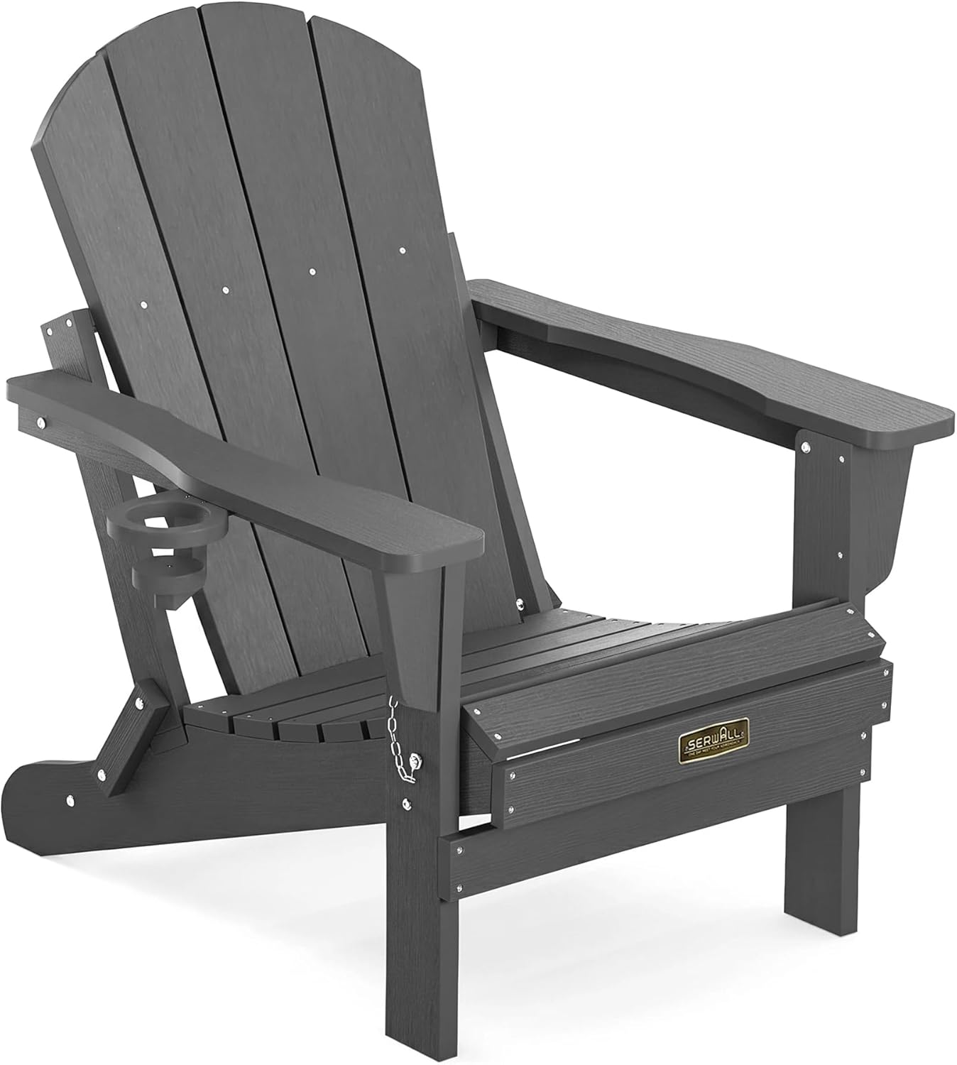SERWALL Folding Adirondack Chairs with Cup Holder, Outdoor Fire Pit - Blue