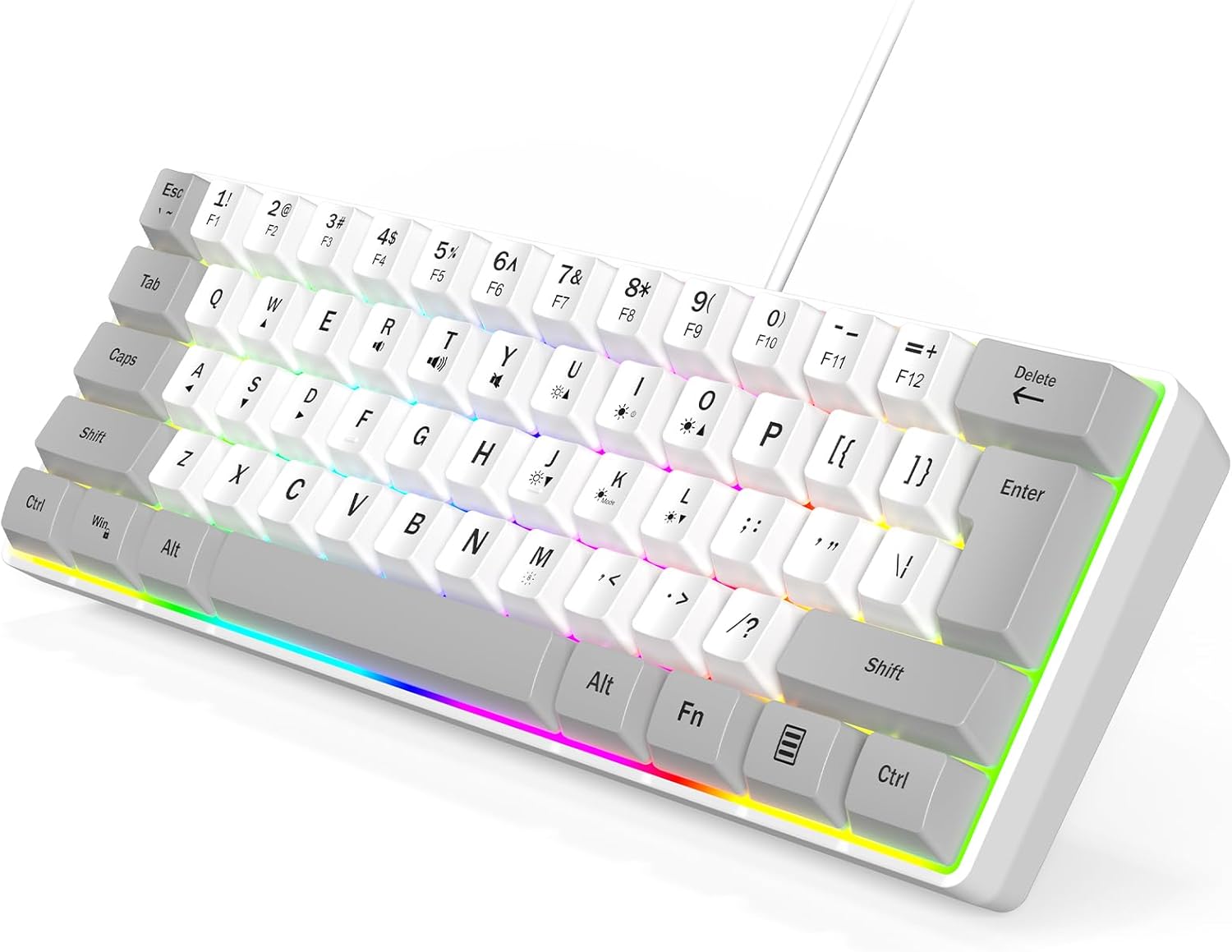 Wired RGB Gaming Membrance Keyboard. 60 Percent Mini Creamy LED Computer Keyboard .Small Ergonomic Clicky Teclado with ABS Backlit Unreplaceable