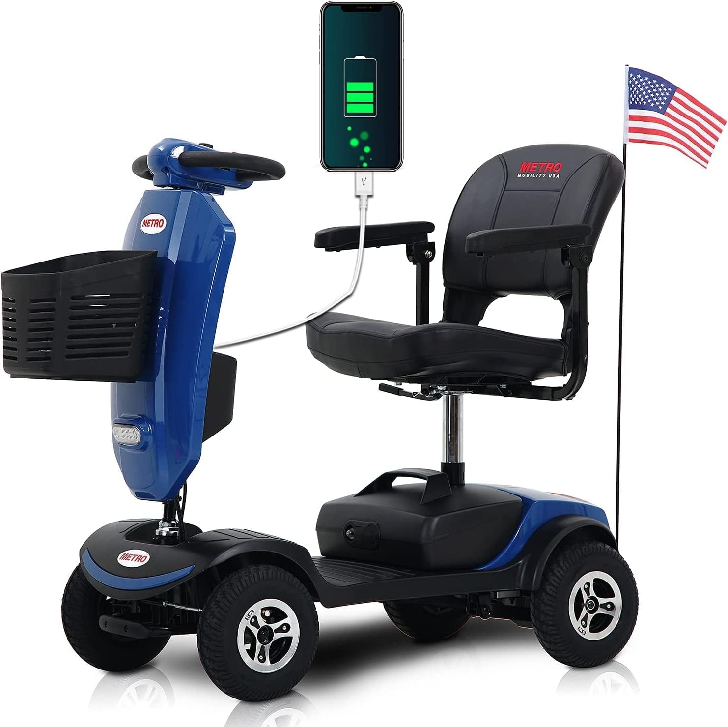 Metro Mobility 4 Wheel Powered Mobility Scooter for Seniors - 300 lbs Capacity Electric Mobility Scooter for Adults - Long Range Power Extended