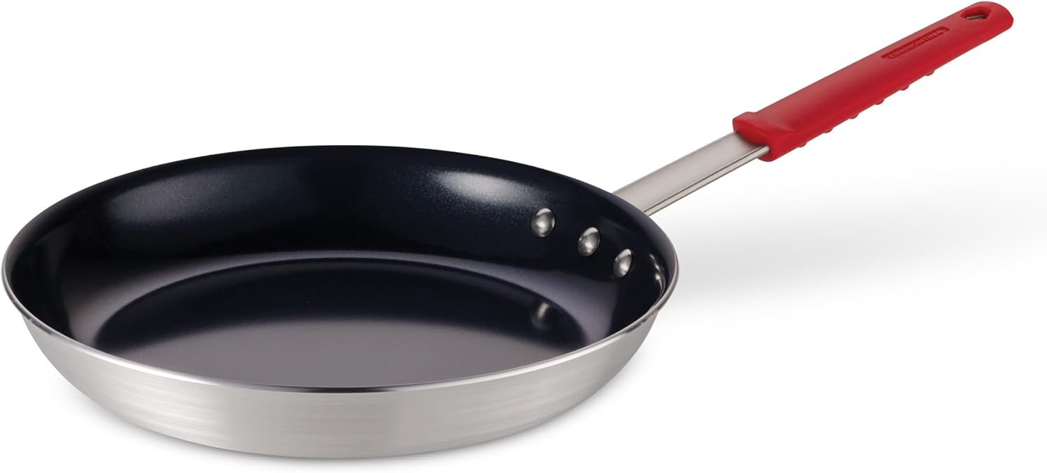 Tramontina Professional 8-Inch Non Stick Small Frying Pan | Heavy-Gauge Aluminum Skillet with Reinforced Nonstick Coating, Red Handle, Dishwasher and Oven Safe, Made in Brazil