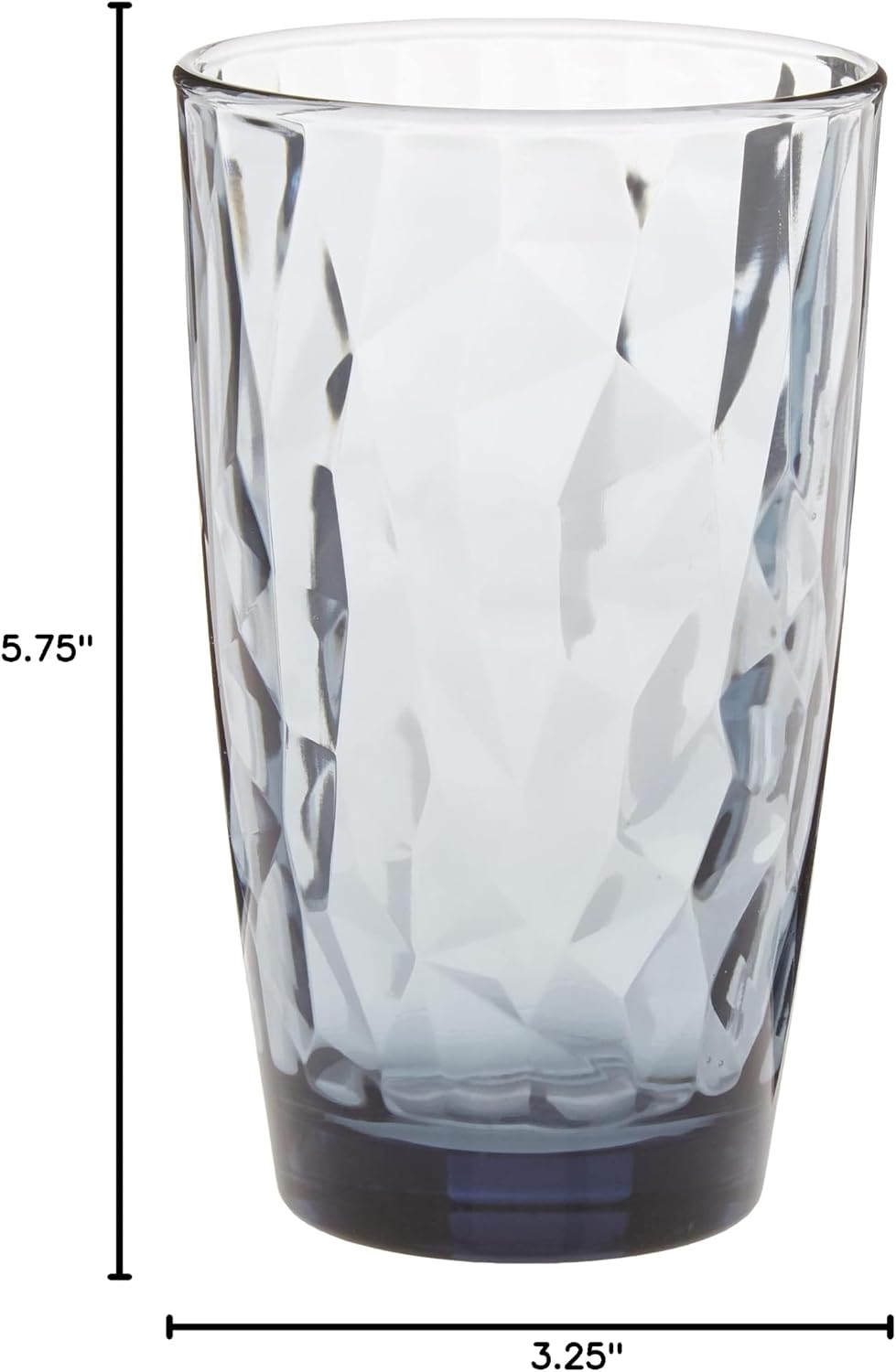 Bormioli Rocco Diamond Cooler Glasses, Ocean Blue, 16 oz, Set of 6
