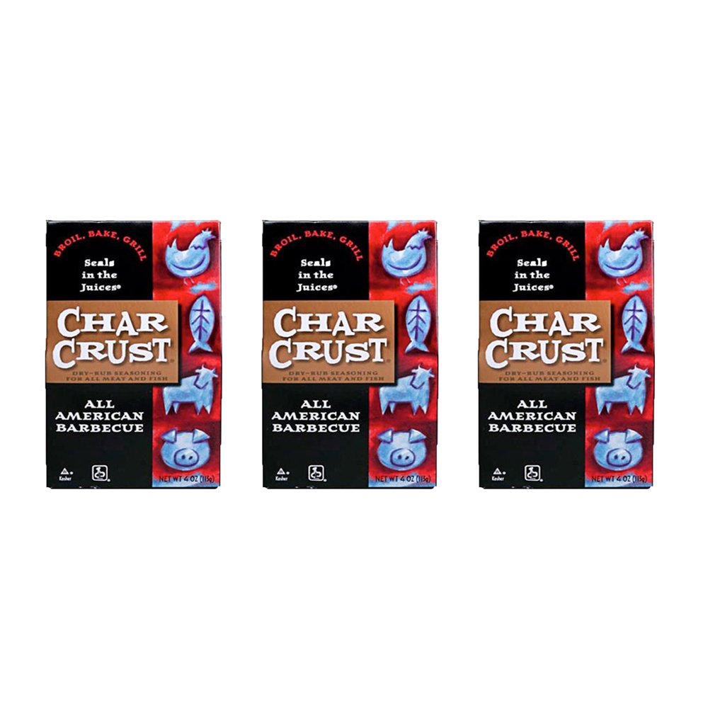 Char Crust - Dry Rub Seasoning (All American Barbecue)- Kosher Parve - 3 Pack (4 oz Each)