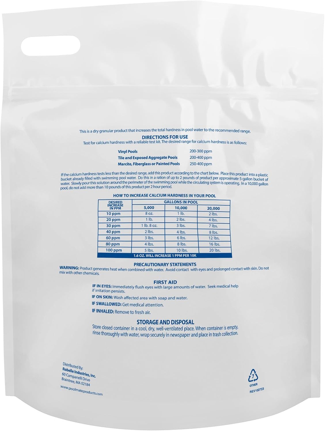 Pool Mate 8-Pounds Premium Calcium Hardness Increaser for Pools | Calcium Up, 100% Calcium Chloride, 8 ounces raises calcium hardness level 10 ppm per 5,000 gallons of water