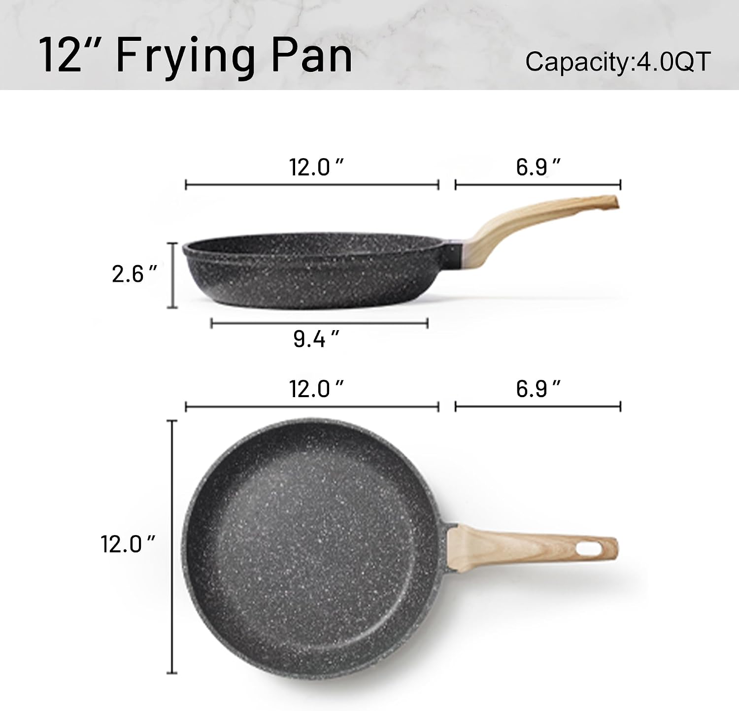 CAROTE Nonstick Frying Pan, 8 Inch Classic Granite Skillet | Kitchen Healthy Non Toxic Stone Cookware,All-Stovetop Compatible, Cool Handle, Easy to Clean, PFOA Free