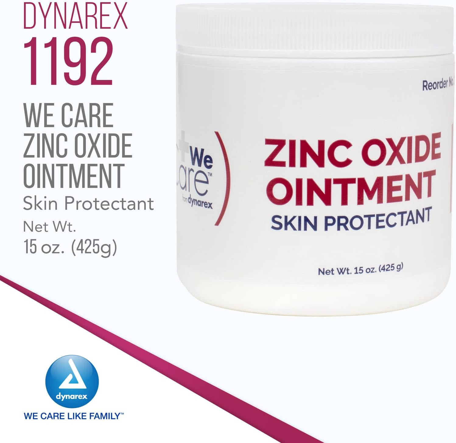 Dynarex Zinc Oxide Ointment, Soothes, Prevents, and Relieves Diaper Rash, Chaffed Skin, and Irritation, White, 1 Count - 15 oz. Jar of Ointment