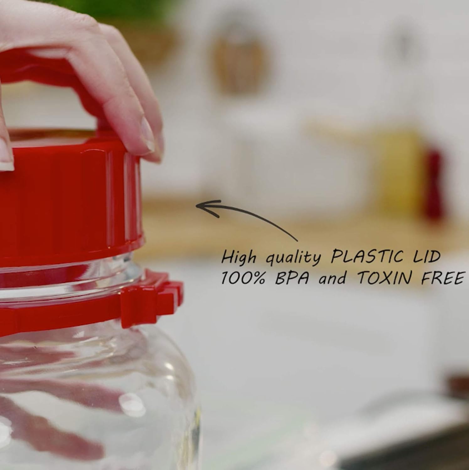 1 Gallon Glass Jar With Lid Wide Mouth Airtight Plastic Pour Spout Lids Bulk-Dry Food Storage Pickling Mason Jar Canister Raw Milk Bottle Jug