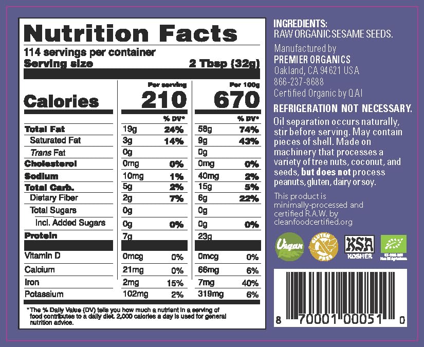 Artisana Organics Raw Tahini Sesame Seed Butter - Just One Ingredient, Unroasted, Vegan, Paleo and Keto Friendly, Non-GMO, 14oz Jar