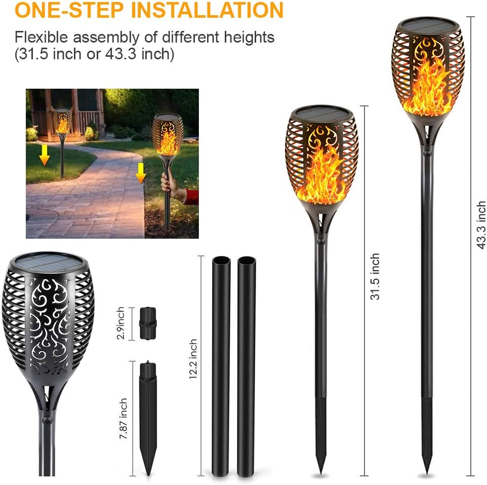 EOYIZW Solar Lights Outdoor 4 Pack, 99 LEDs Solar Torch Light with Flickering Flame- IP65 Waterproof Solar Garden Lights, Solar Powered Outdoor Lights for Porch Yard Patio Halloween Decorations