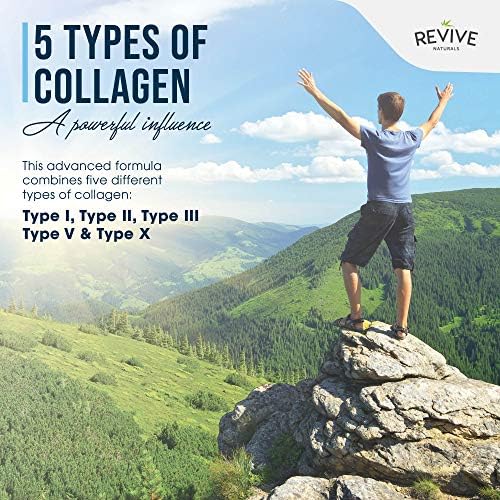 Revive Naturals Multi Collagen Hydrolyzed Protein Powder (16oz) - Types I, II, III, V & X - Grass Fed Bovine, Wild Caught Marine, Free Roaming Chicken & Eggshell Collagen Peptides,