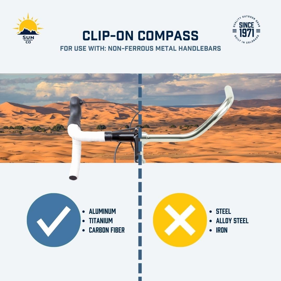 Sun Company Clip-On Compass for Bikes | Handlebar Compass for Bicycle, Motorcycle, ATV, or Snowmobile