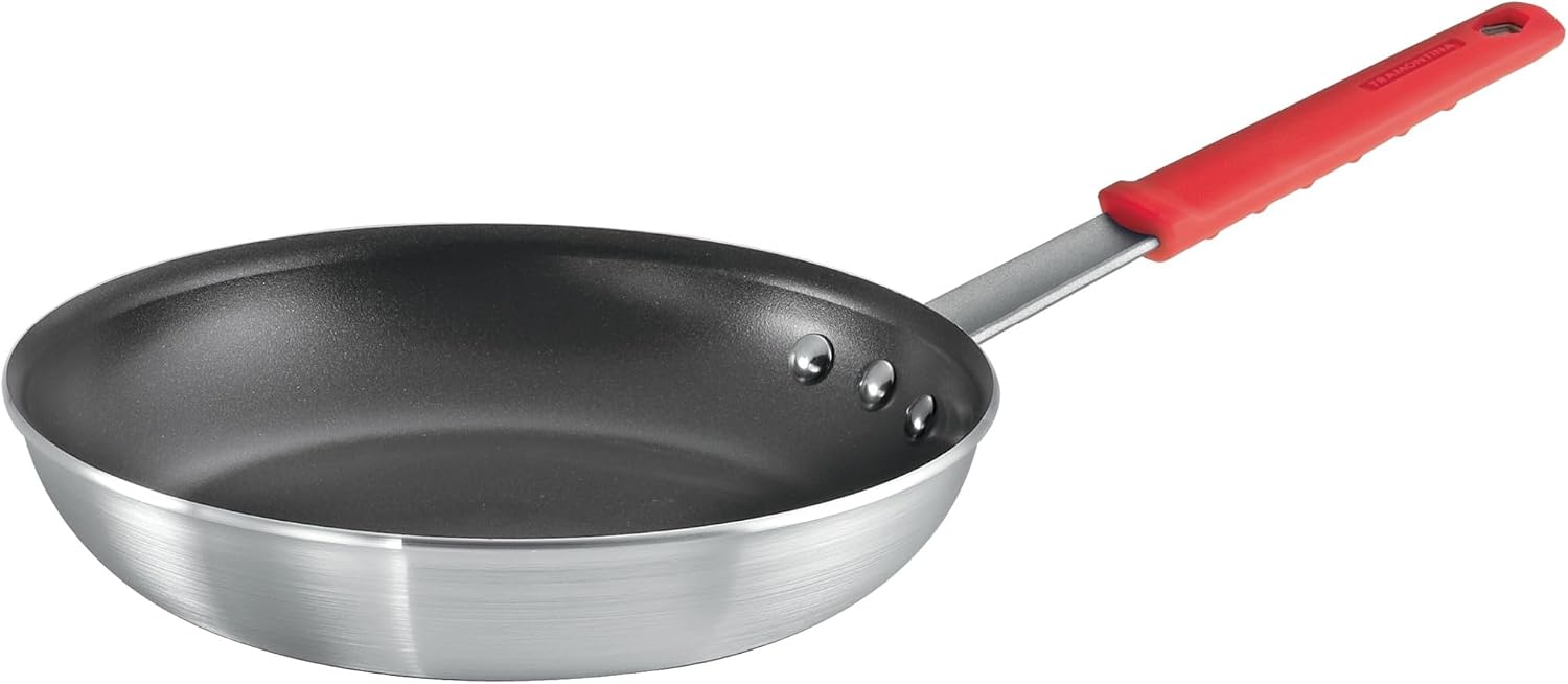 Tramontina Professional 8-Inch Non Stick Small Frying Pan | Heavy-Gauge Aluminum Skillet with Reinforced Nonstick Coating, Red Handle, Dishwasher and Oven Safe, Made in Brazil