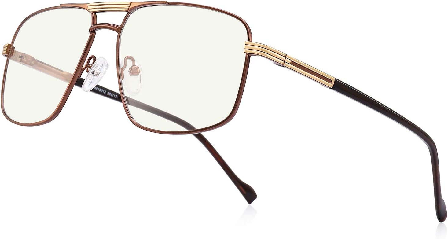 Reading Glasses for Men Square Double Bridge Blue Light Blocking Computer Readers
