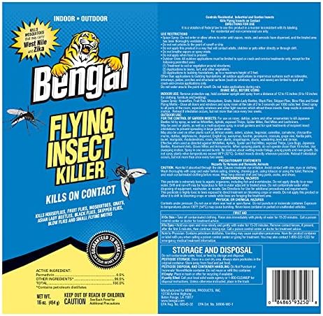 Bengal Flying Insect Killer, Indoor and Outdoor Fly and Mosquito Killer Spray, 16 Oz. Aerosol Can