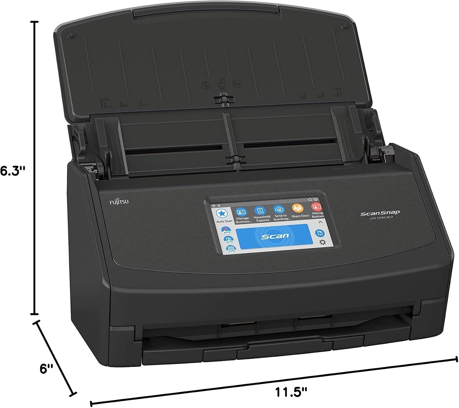 Fujitsu ScanSnap iX1500 Color Duplex Document Scanner with Touch Screen for Mac and PC (Black Model, 2020 Release) (Renewed)