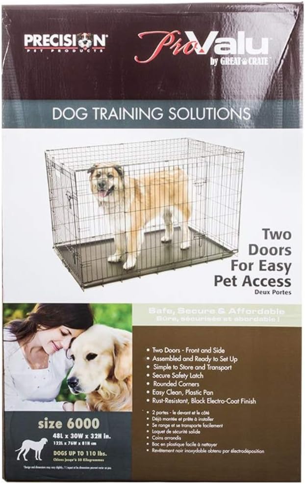 Precision Pet Products Two Door Provalue Wire Dog Crate, 24 Inch, For Pets 15-30 lbs, With 5-Point Locking System