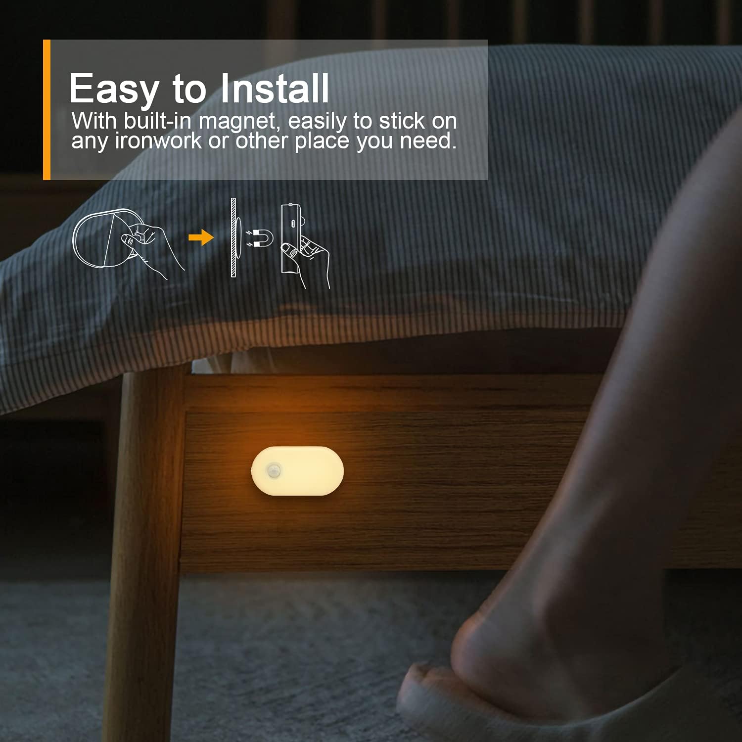 Lyridz Rechargeable Battery Night Light with Motion Sensor, 4-Pack