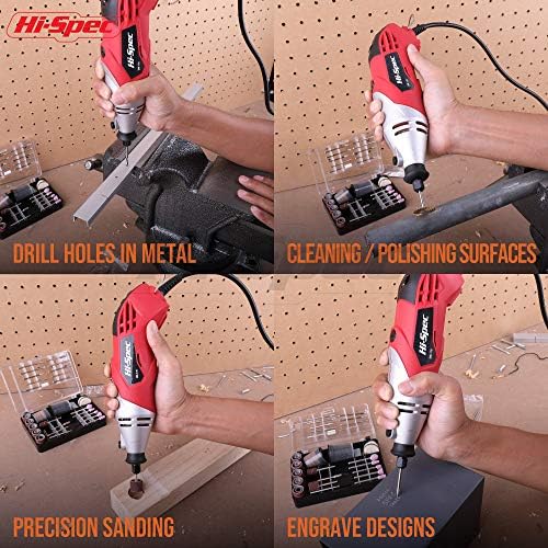 Hi-Spec Corded Rotary Tool Kit for Cutting, Grinding and Sanding with Bits