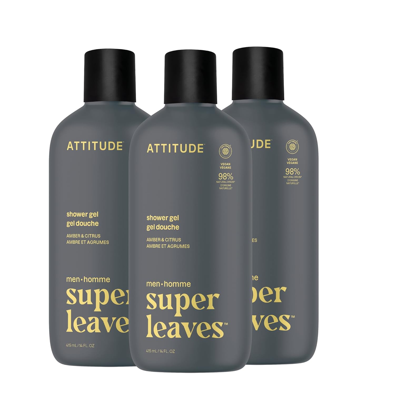 ATTITUDE Body Wash, EWG Verified Shower Gel, Dermatologically Tested, Plant and Mineral-Based, Vegan Personal Care Products, Earl Grey & Fresh Cucumber, 16 Fl Oz