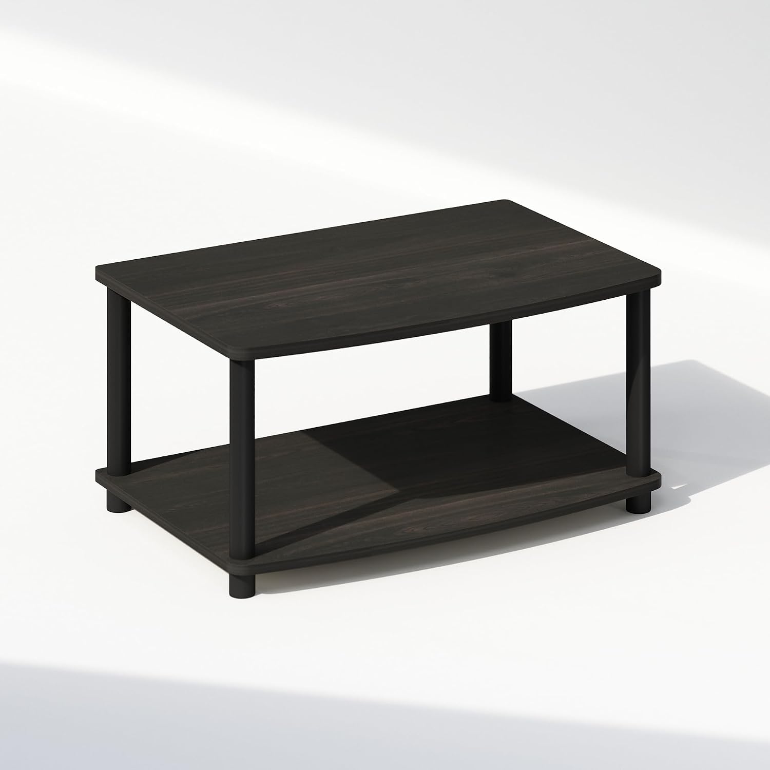Furinno Turn-S-Tube No Tools 3-Tier Entertainment TV Stands, Dark Cherry and Black