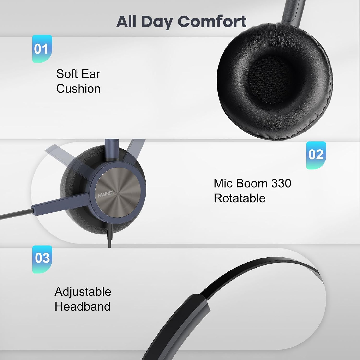 MAIRDI Telephone Headset with Microphone Noise Canceling