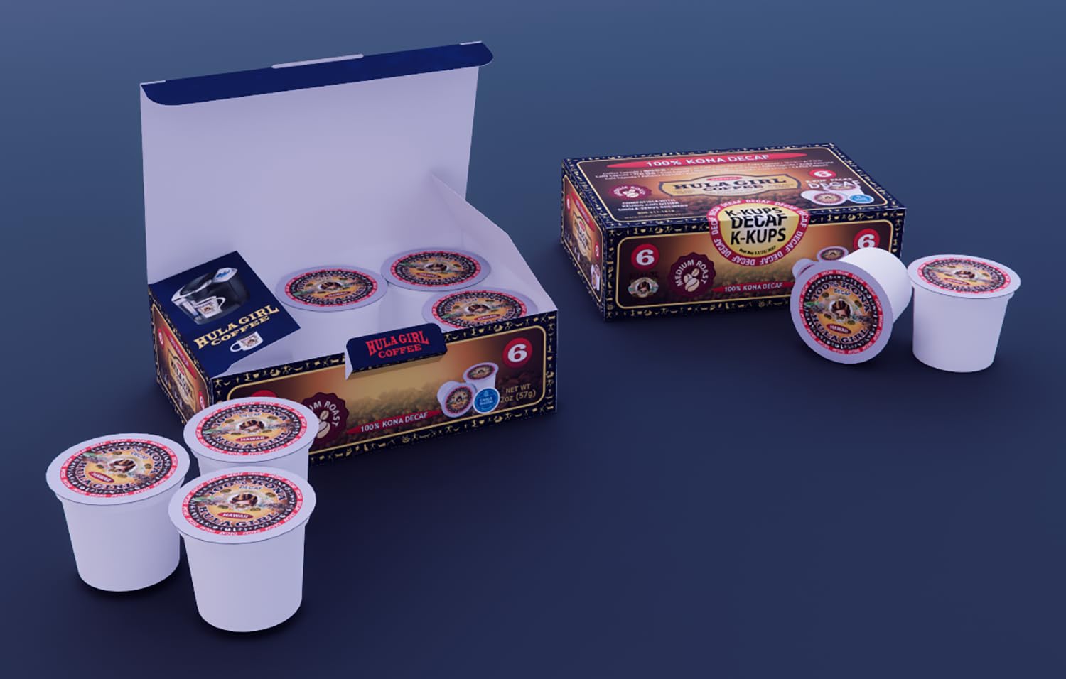 Hula Girl 100% Kona Coffee, Single Serve for Keurig K-Cup Brewers, Medium Roast, Works in the New K2