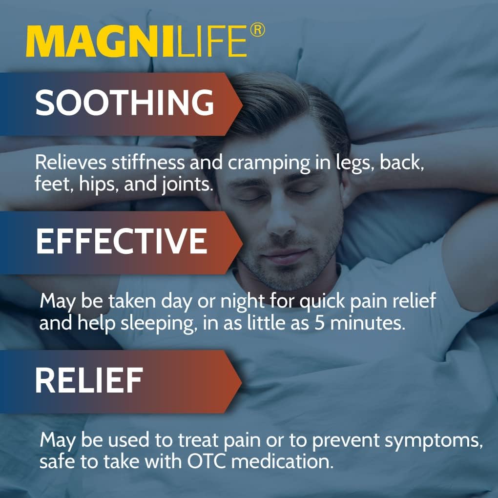 MagniLife Muscle Cramp Pain Relief Quick-Dissolve Tablets, 125 Count, Quinine-Free Homeopathic Medicine for Leg, Foot, Hip, Joint & Back Pain Relief