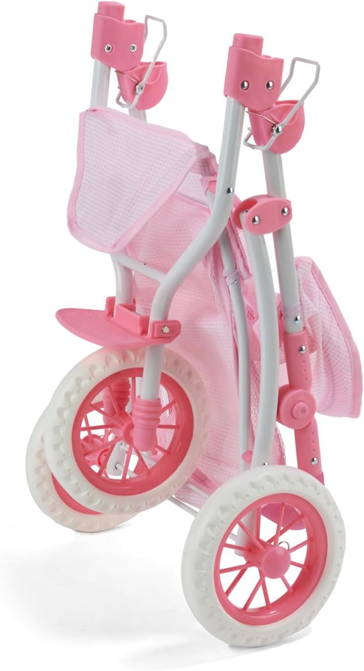 Badger Basket Foldable Jogging Style Doll Stroller - Adjustable Handle, Canopy, Straps & Basket - Fits 18-22" Dolls