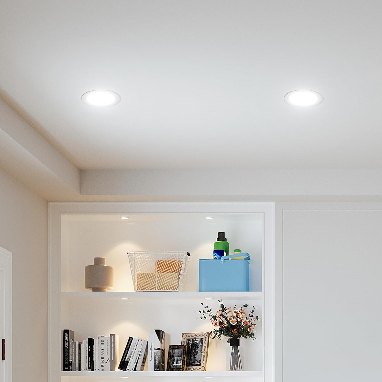 Amico 12 Pack 6 Inch LED Recessed Lighting, Canless Wafer Downlight, White