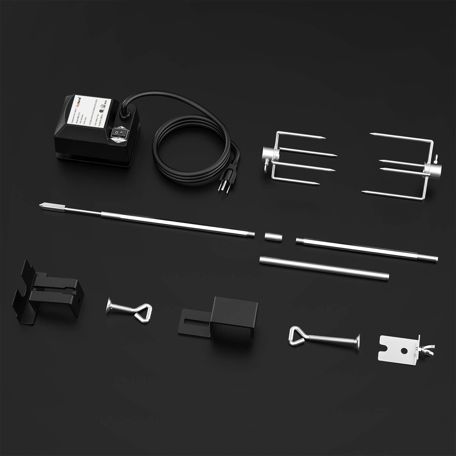 Skyflame Stainless Steel Rotisserie Kit with Heavy Duty Motor