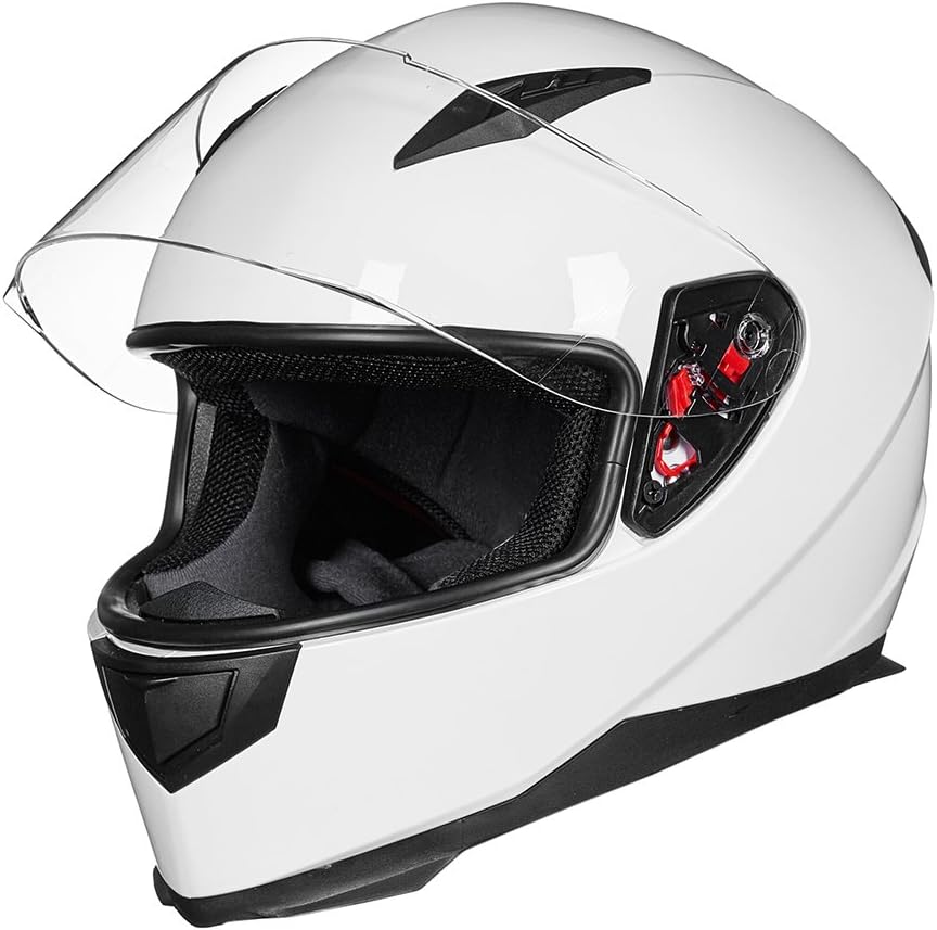 ILM Full Face Motorcycle Street Bike Helmet with Removable Winter Neck Scarf + 2 Visors DOT Model ILM-313